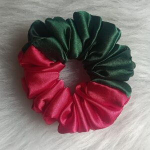 two tone satin scrunchies (pink & green)