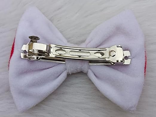 Red & White Velvet Bow Hair Clip – Soft & Stylish