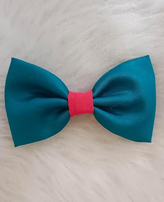 Green and Red satin bow hair clip for girls