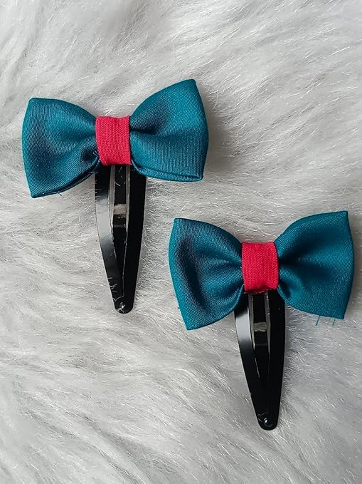 Stylish Satin Bow & Floral Designer Tictac Hair Clips – Pack of 2