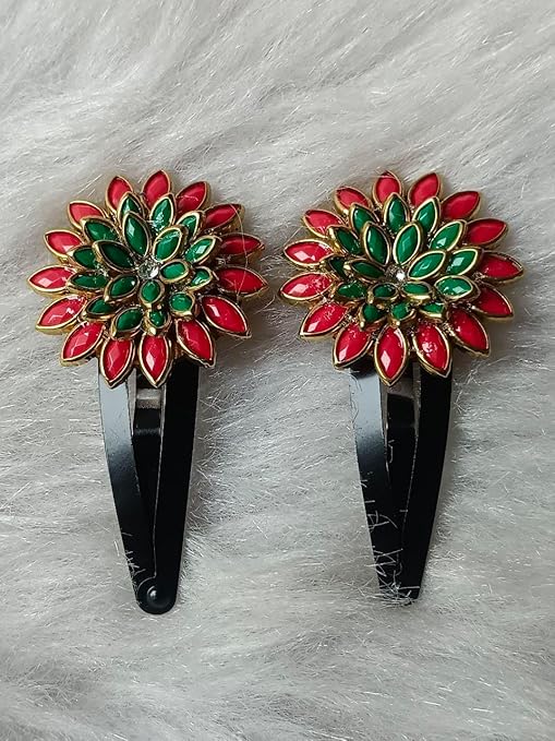 stylish satin bow & floral designer tictac hair clips β pack of 2 stylish satin bow & floral designer tictac hair clips β pack of 2