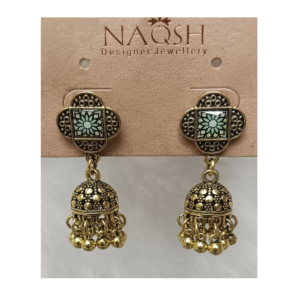 antique gold floral stud jhumka earrings