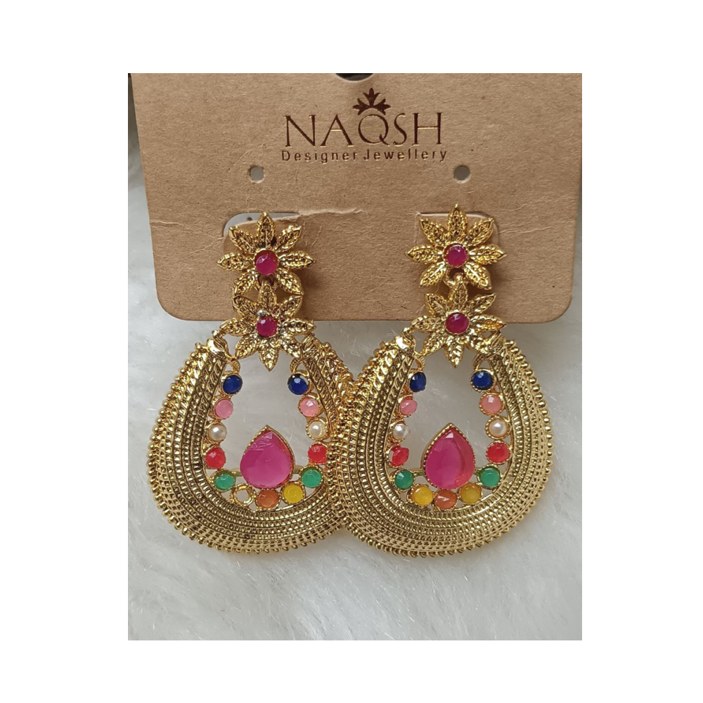 antique gold tone floral drop earrings with decorative stone detailing antique gold tone floral drop earrings with decorative stone detailing