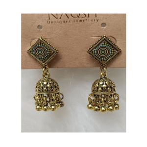 square enamel jhumka earrings