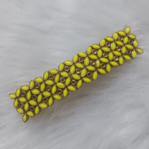 Neon yellow stone designer hair clip with gold finish