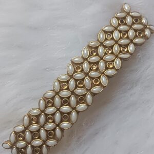charming stylish eye shape kundan hair clip (3.07 inch) – white