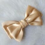 dress to match beige satin bow hair clip – classic neutral hair accessory for daily & formal wear