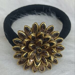 Gold crystal floral hair tie