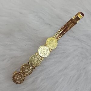 gold coin barrette hair clip for women – vintage ethnic metal hair accessory with antique coin design