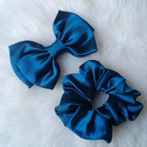 dark blue bow hair clip and scrunchies combo pack for girls & women – stylish hair accessories set