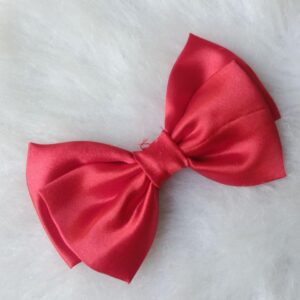 dress to match classic red satin bow hair clip for girls & women – elegant hair accessory