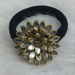 glass white floral hair tie