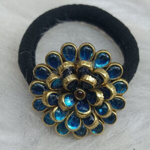 Blue crystal floral hair tie