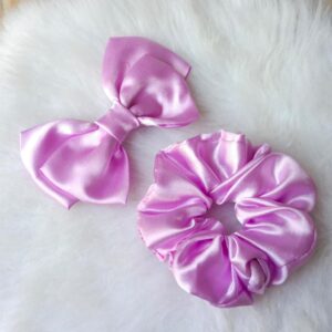 lilac bow hair clip and scrunchies combo pack for girls & women – stylish hair accessories set