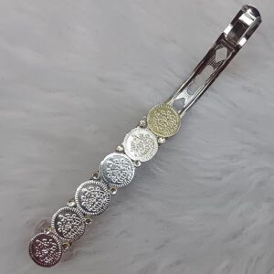silver coin barrette hair clip for women – vintage ethnic metal hair accessory