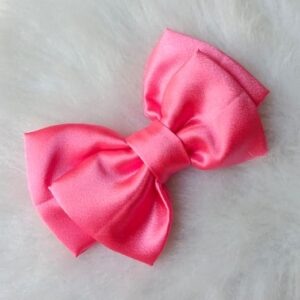 dress to match pink satin bow hair clip for girls – stylish solid color hair accessory for school & parties