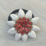 Red kundan floral hair tie with white petals