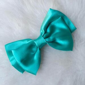 dress to match elegant teal satin bow hair clip for girls & women – soft fabric fashion hair accessory
