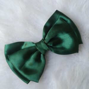 dress to match green satin bow hair clip for girls & women – elegant solid hair accessory