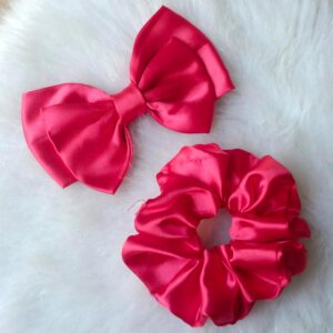 red bow hair clip and scrunchies combo pack for girls & women – stylish hair accessories set
