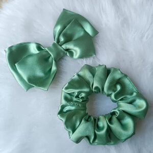 fern green bow hair clip and scrunchies combo pack for girls & women – stylish hair accessories set