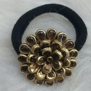 Gold floral stone hair tie
