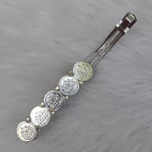 silver coin barrette hair clip for women – ethnic metal hair clip, vintage coin design, traditional hair accessories