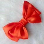 dress to match bright orange satin bow hair clip for women & girls – fashionable hair accessory