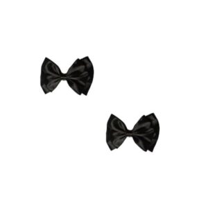 Black bow hair clips pack of 2 stylish satin finish hair accessories for girls and women