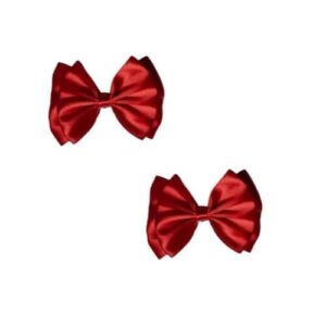 red satin bow hair clips pack of 2 stylish hair accessories