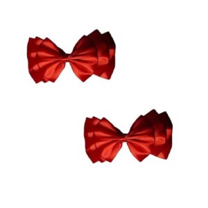 red 3 layer bow hair clips pack of 2 with back pin