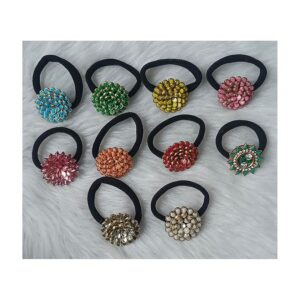 Drop shape Kundan hair bands pack of 5 assorted decorative elastic hair accessories