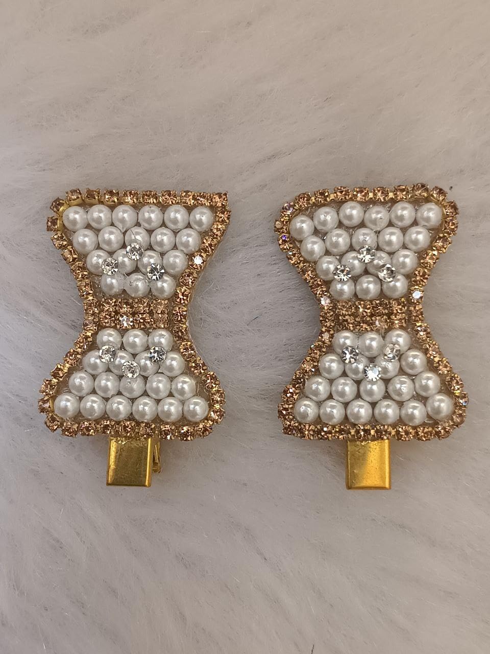Stylish Stone Bead Bow Shape Alligator Hair Clip