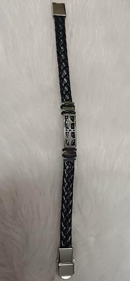 Black Braided Leather Style Bracelet for Men