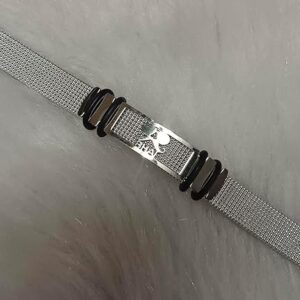 Silver mesh bracelet with black accents for men
