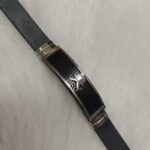 Stylish black silicone bracelet with stainless steel centerpiece for men