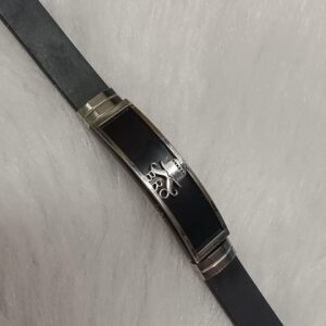Stylish black silicone bracelet with stainless steel centerpiece for men