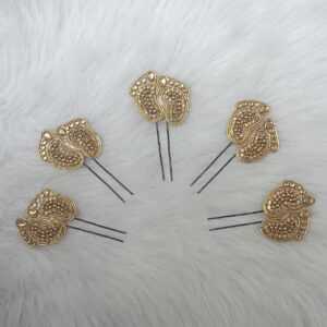 decorative baby shower hair pins set of 5 – gold tone foot design hair accessories for women & girls
